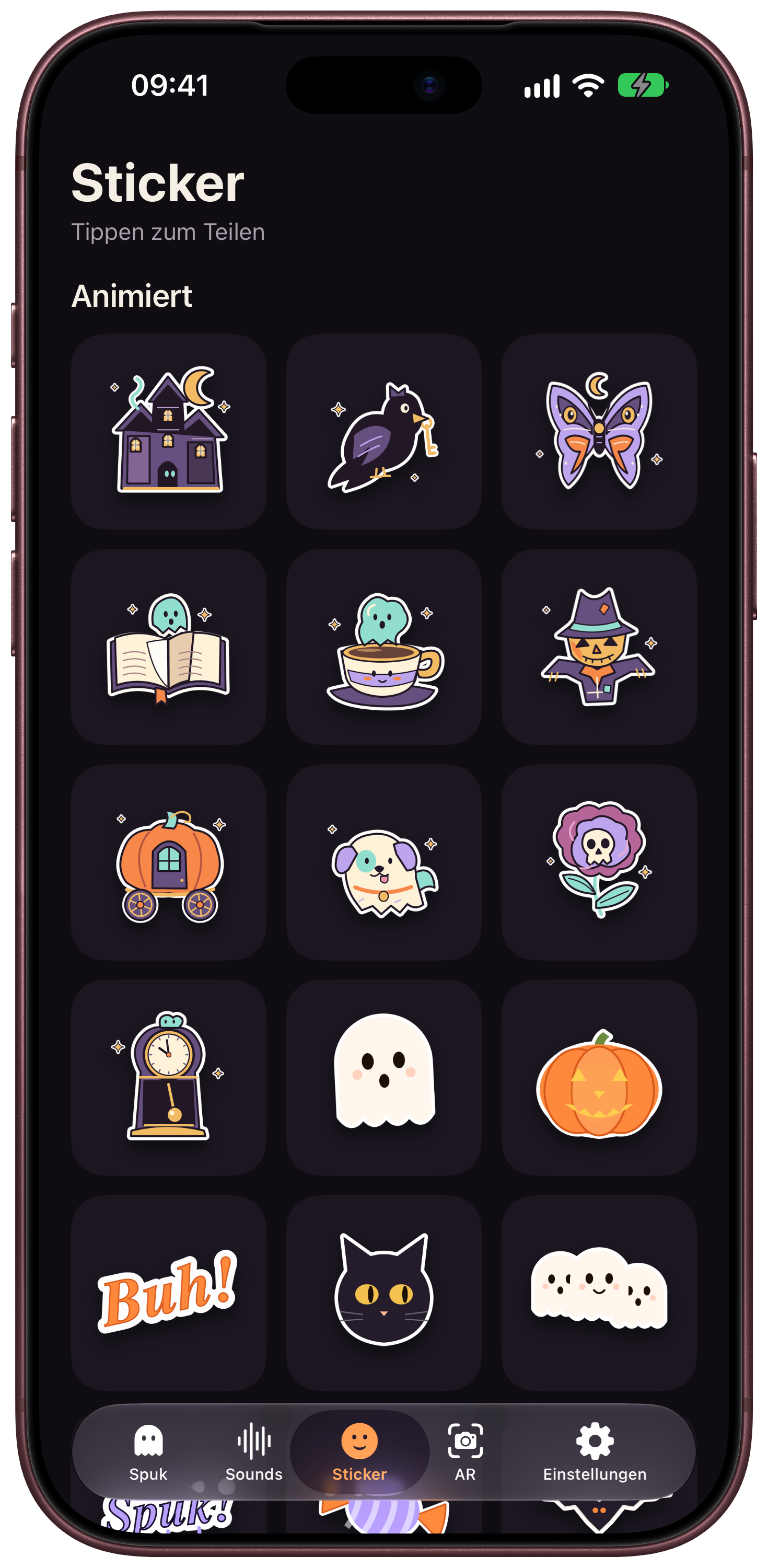 Scarebulum Halloween-Sticker-Sammlung auf dem iPhone