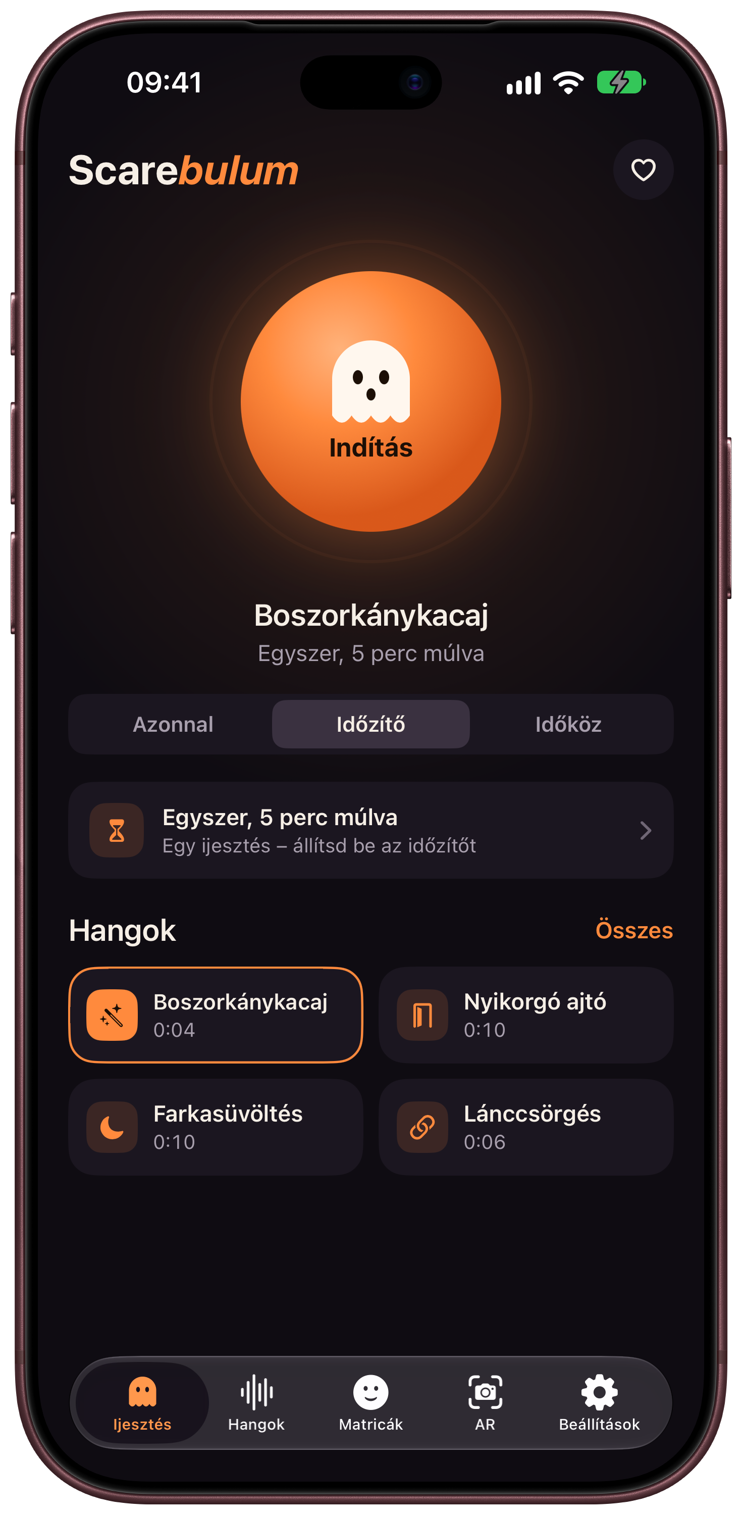 Scarebulum · Hang és időzítés · iPhone