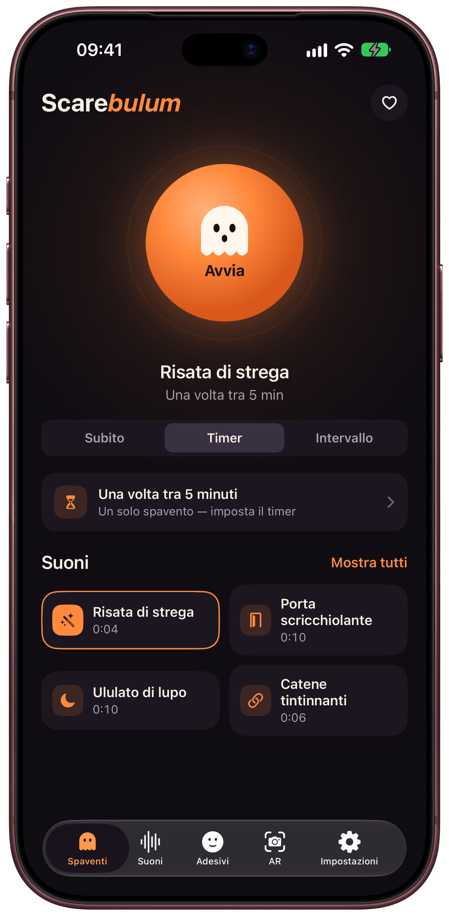 Scarebulum · Suoni e timer · iPhone
