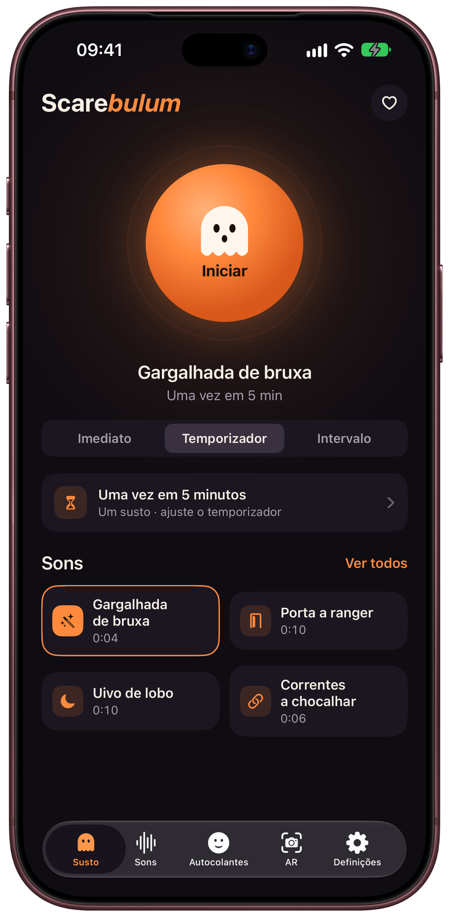 Scarebulum · Sons e temporizadores · iPhone